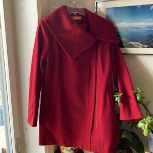 Stunning large wrap collar red Kors wool coat